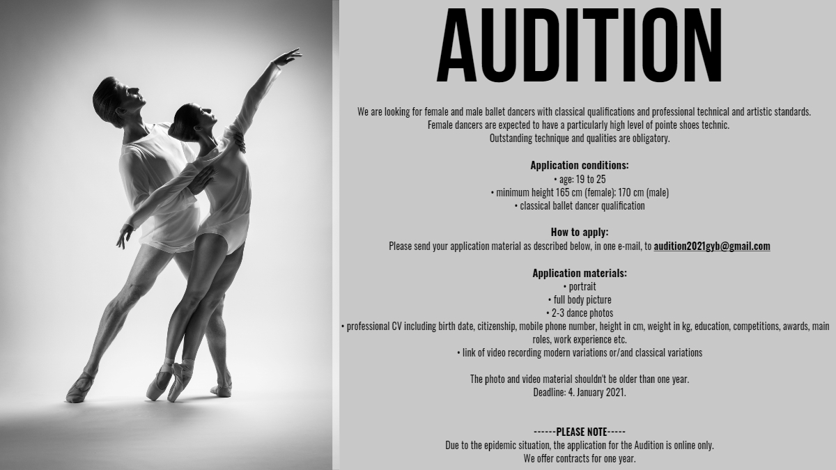 Audition! – Looking for female and male ballet dancers